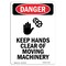 Signmission OSHA Danger Sign, Keep Hands Clear Of, 14in X 10in Decal, 10" W, 14" L, Portrait OS-DS-D-1014-V-1392 - alternate 1